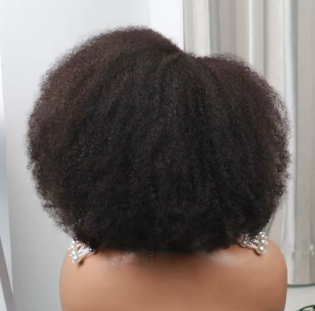 Afro Kinky Straight Lace Front Pruik – Volumineuze Natuurlijke Look