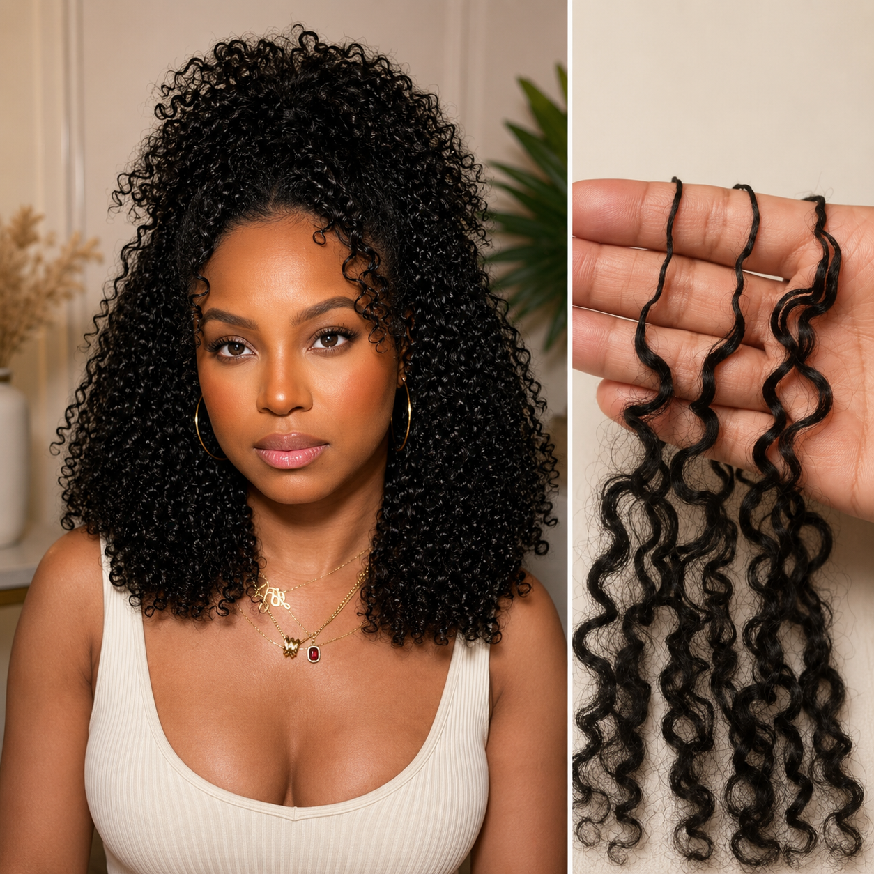 Kinky Curl Crochet hair (4 bundles) echt haar