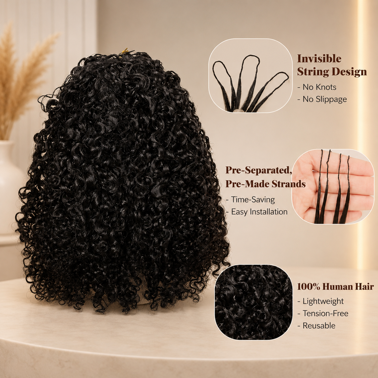 Kinky Curl Crochet hair (4 bundles) echt haar