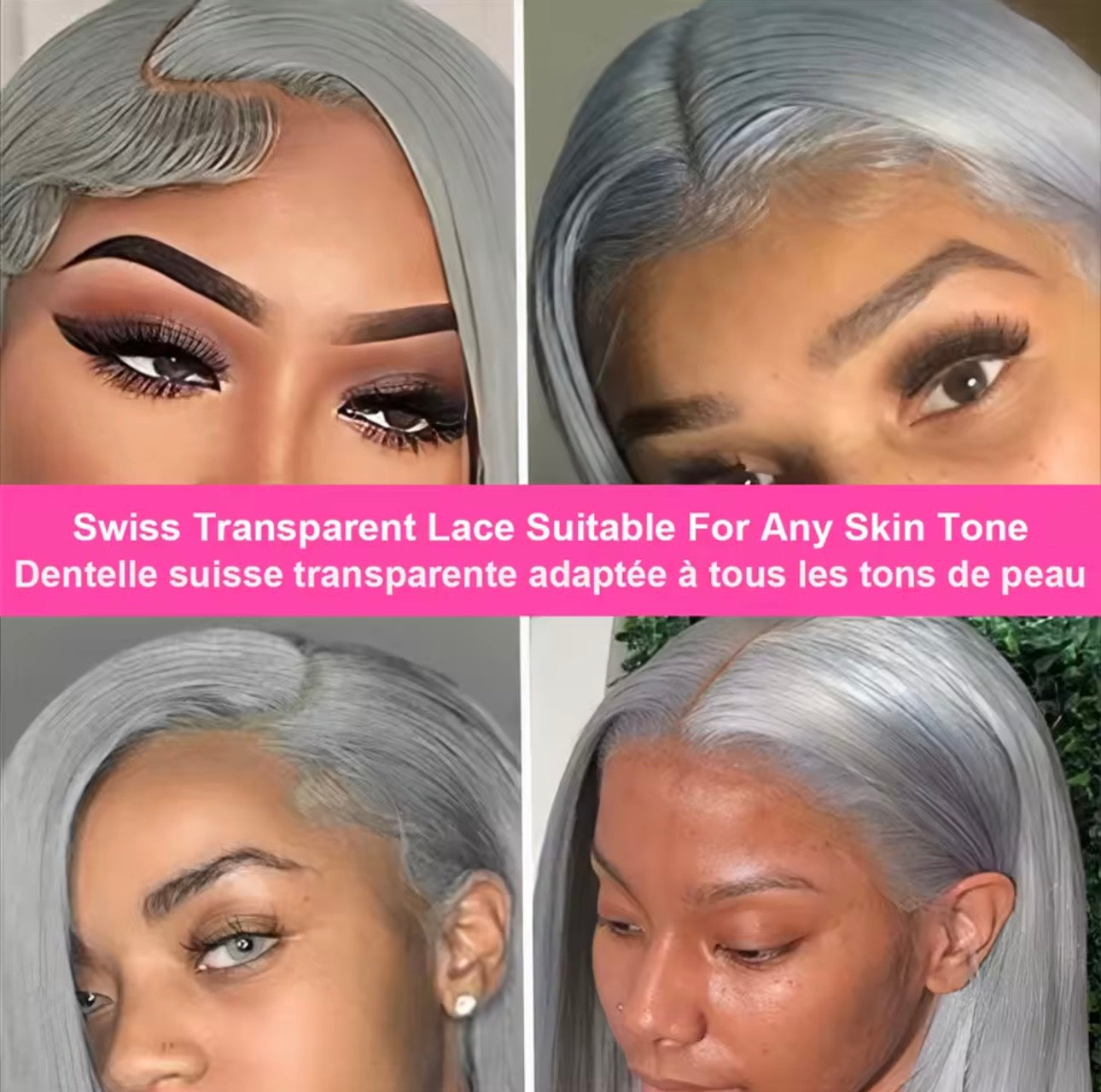 Silver Ash Bob Lace Wig – Zilvergrijze Bob met Side Part | Raw Donor Hair (14 inch)