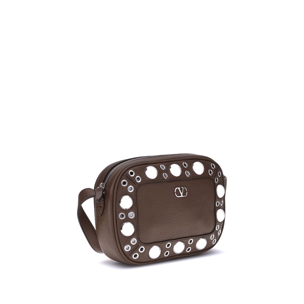 Valentino Garavani Brown Calf Leather Bos Taurus Shoulder Bag