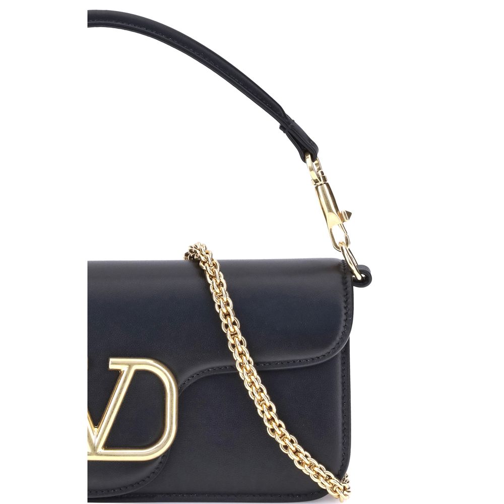 Valentino Garavani Black Calf Leather Bos Taurus Shoulder Bag