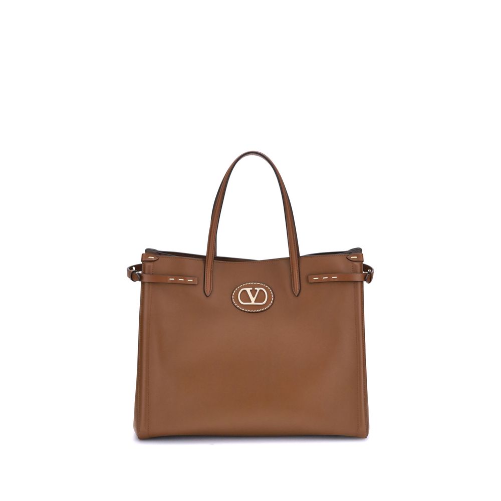 Valentino Garavani Brown Calf Leather Bos Taurus Shoulder Bag