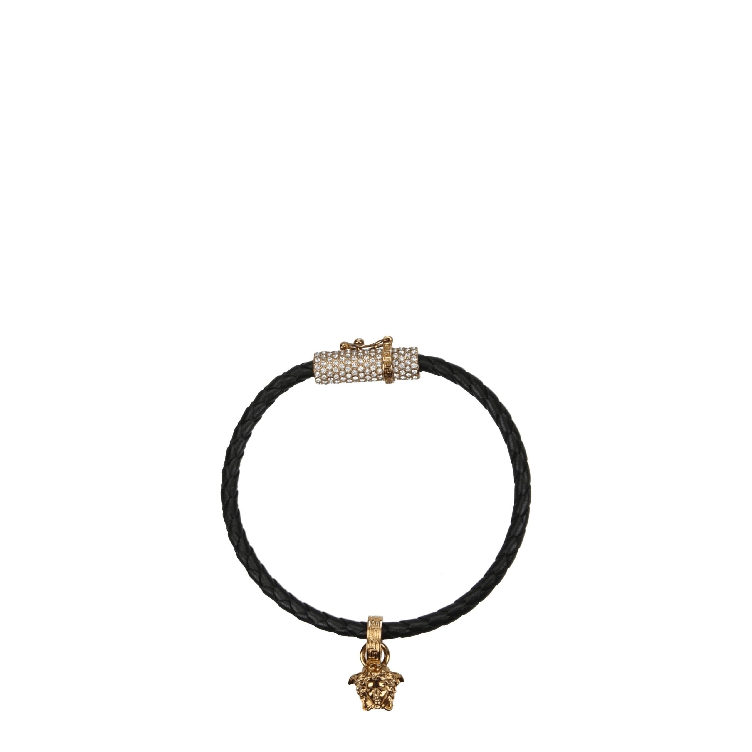 Versace Black Leather Bracelet
