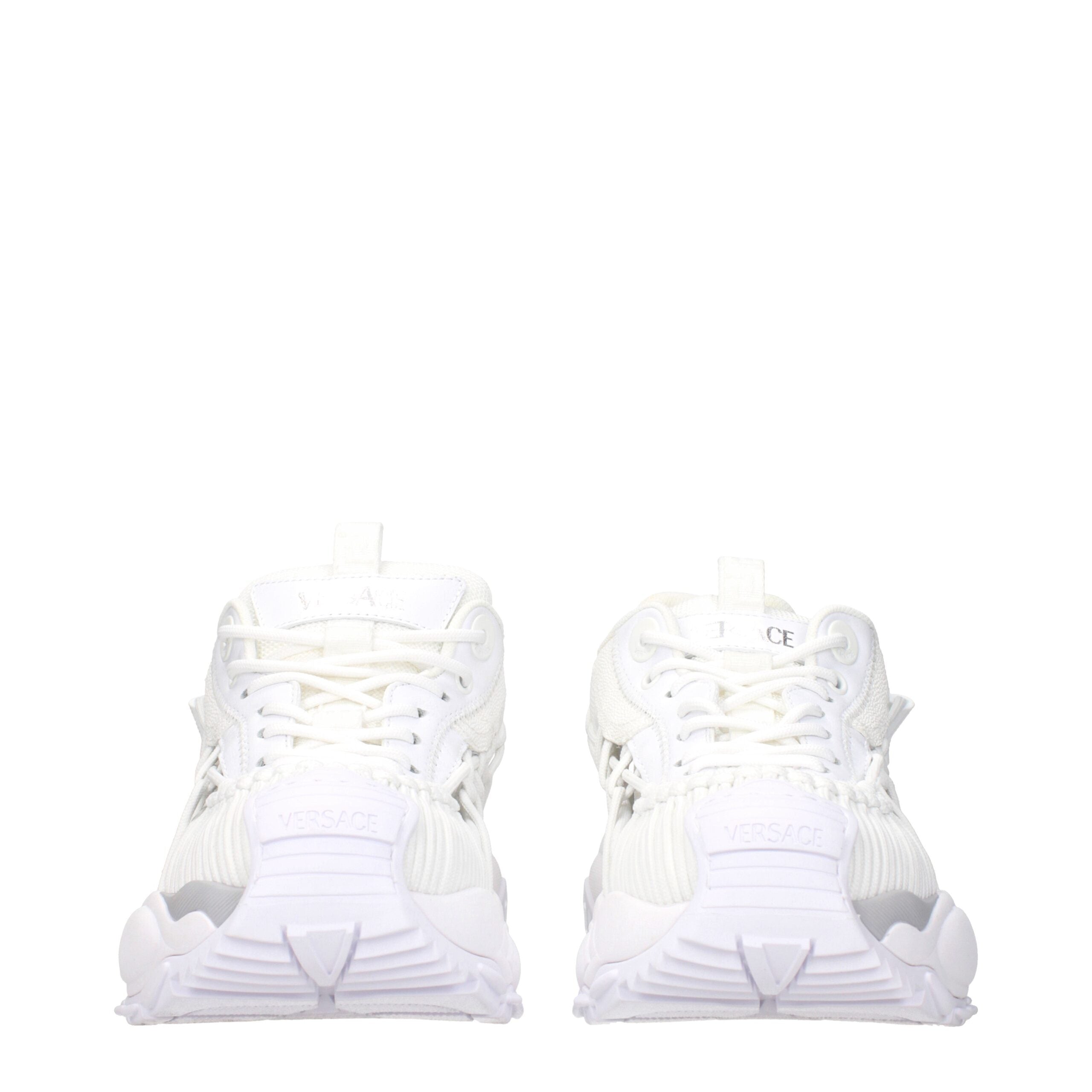 Versace White Leather Athletic Sneakers