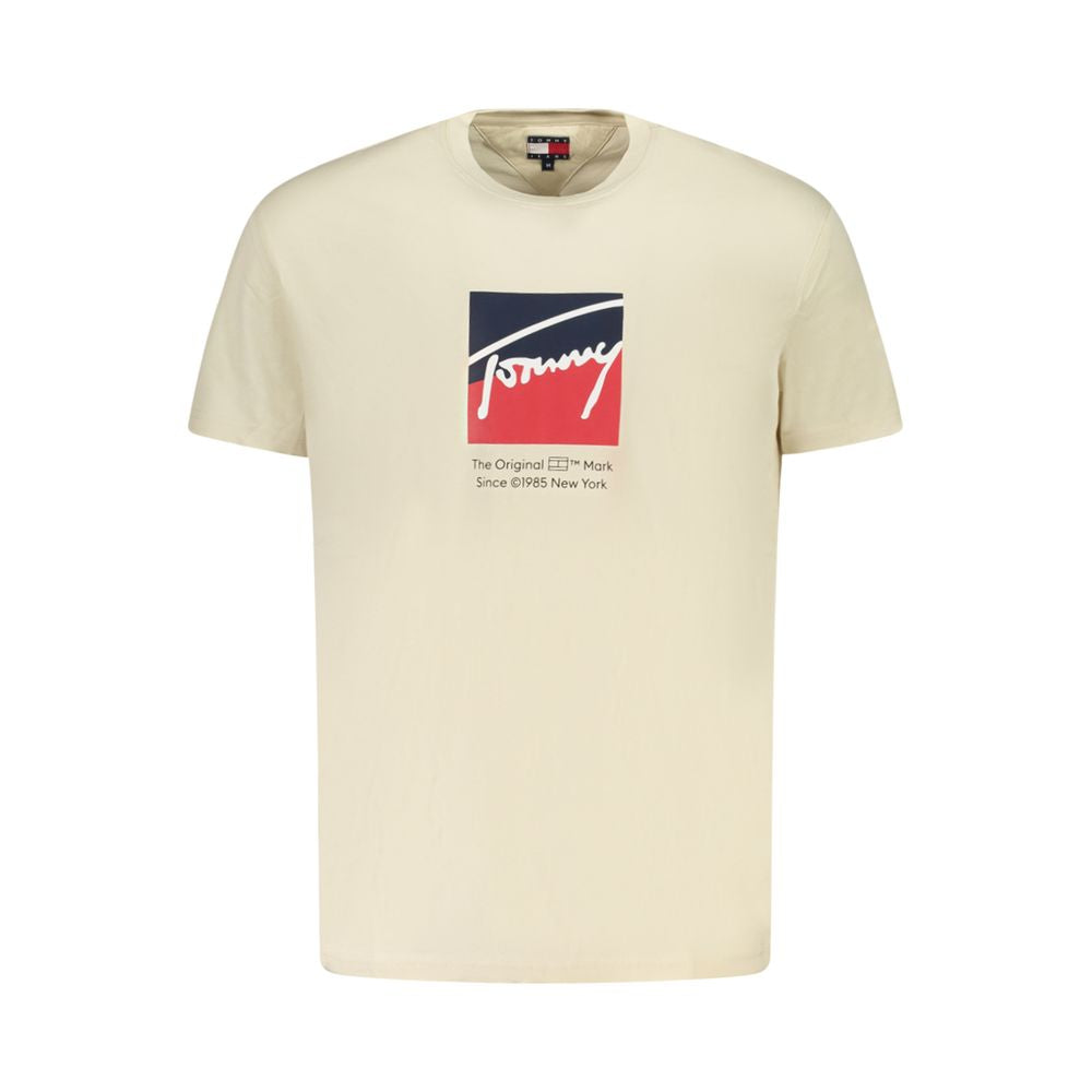 Tommy Hilfiger Beige Cotton Men T-Shirt