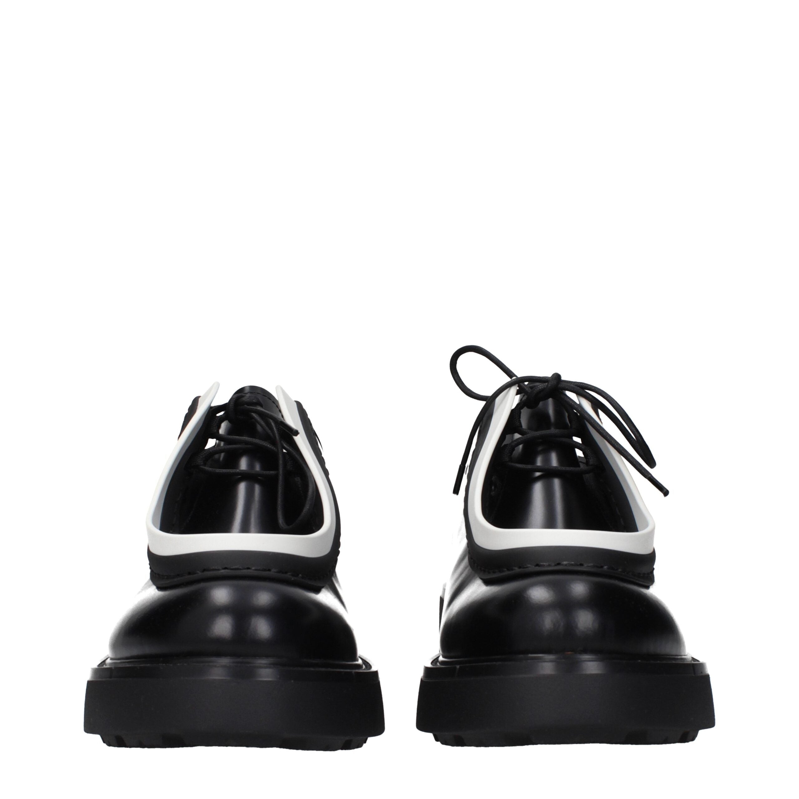 Prada Black Leather Oxfords And Derbies
