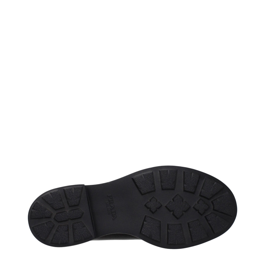 Prada Black Leather Oxfords And Derbies