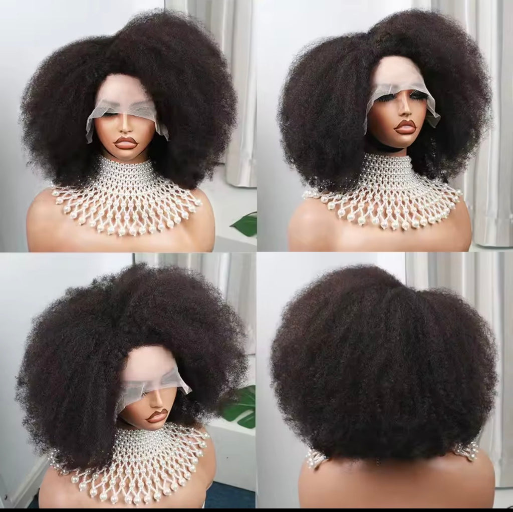 Afro Kinky Straight Lace Front Pruik – Volumineuze Natuurlijke Look