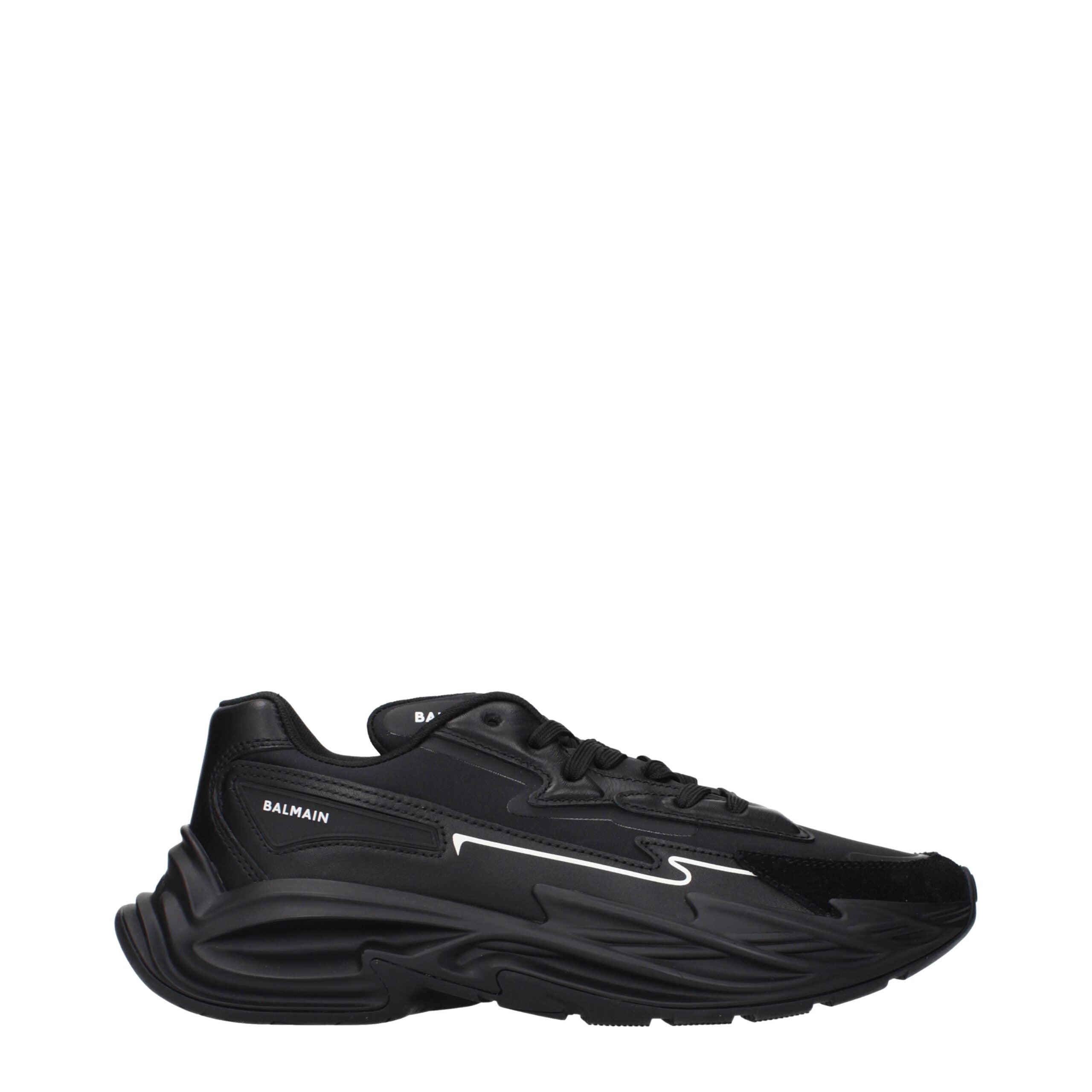 Balmain Black Leather Athletic Sneakers