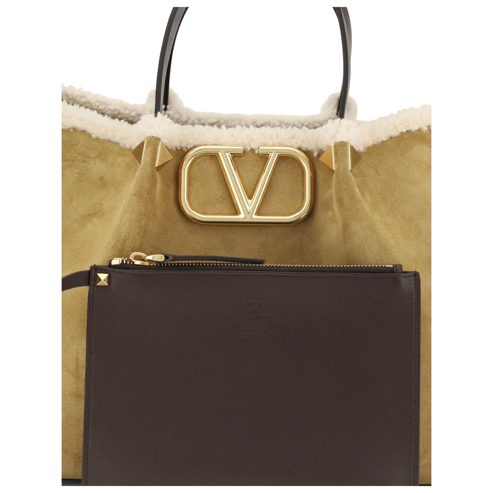 Valentino Garavani Beige Calf Leather Bos Taurus Shoulder Bag