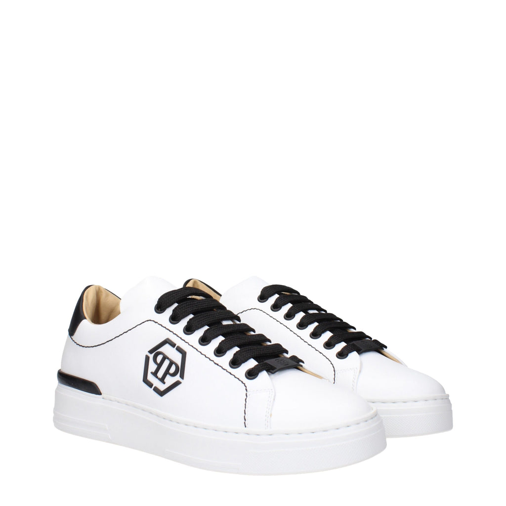 Philipp Plein White Leather Low Top Sneakers