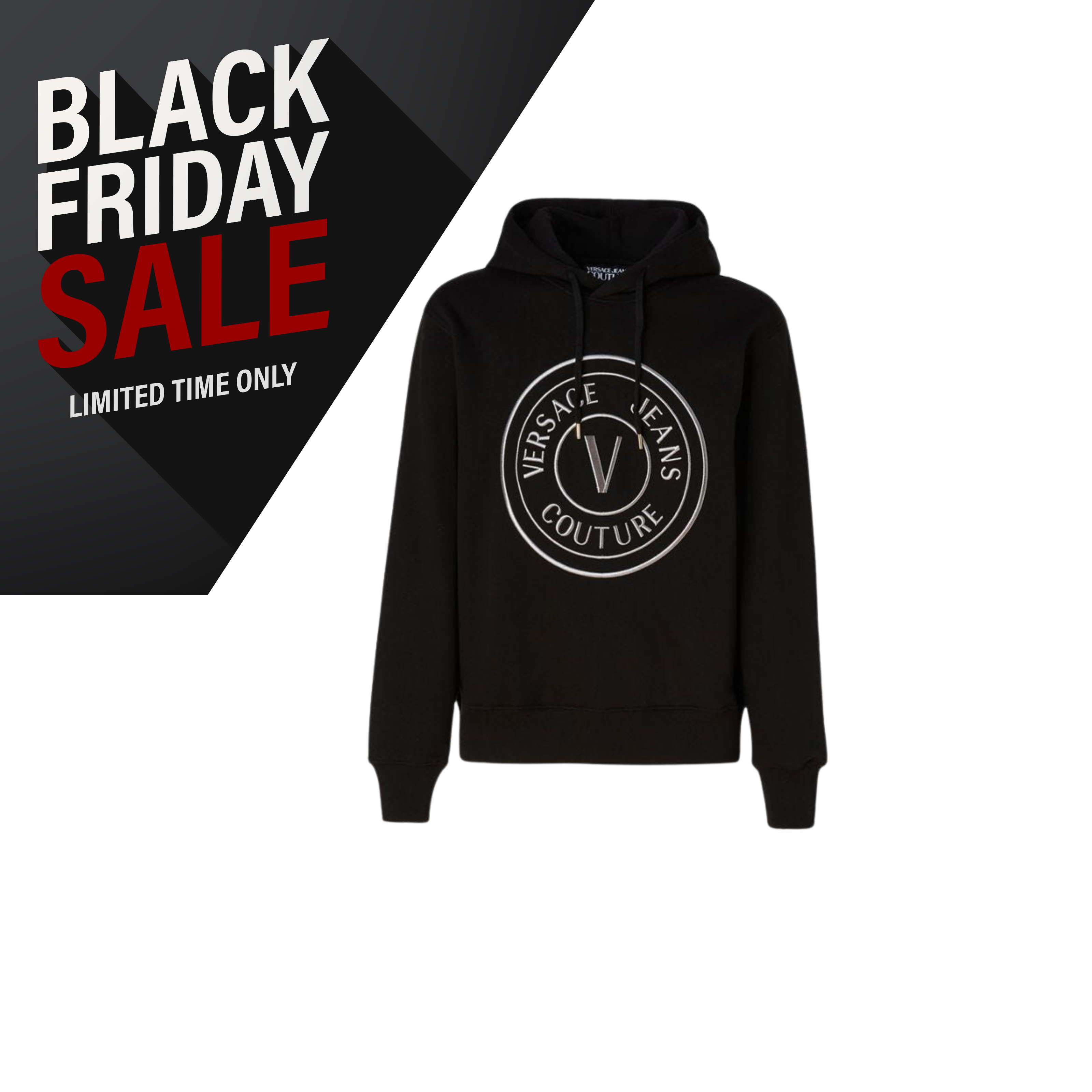 Versace Jeans Stunning Hooded Black Cotton Sweatshirt