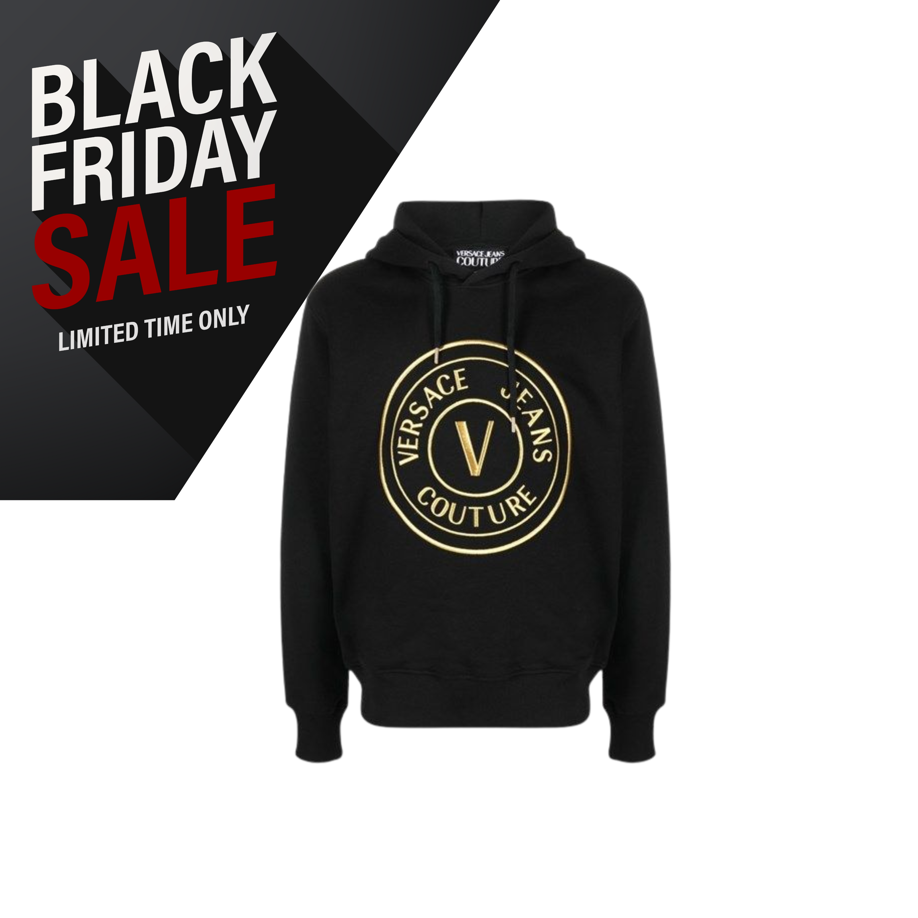 Versace Jeans Chic Black Hooded Sweatshirt