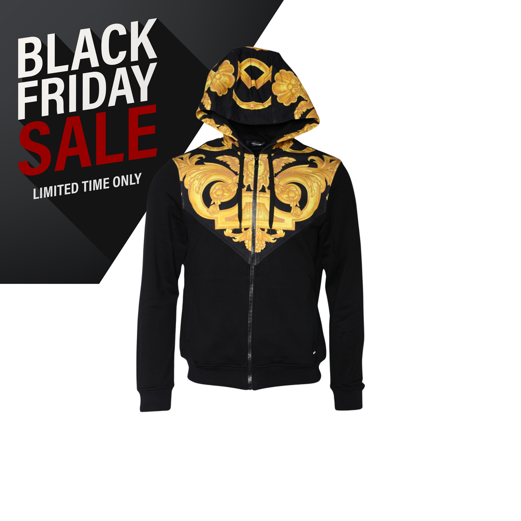 Versace Black Medusa Print Cotton Full Zip HoodieSweatshirt Sweater