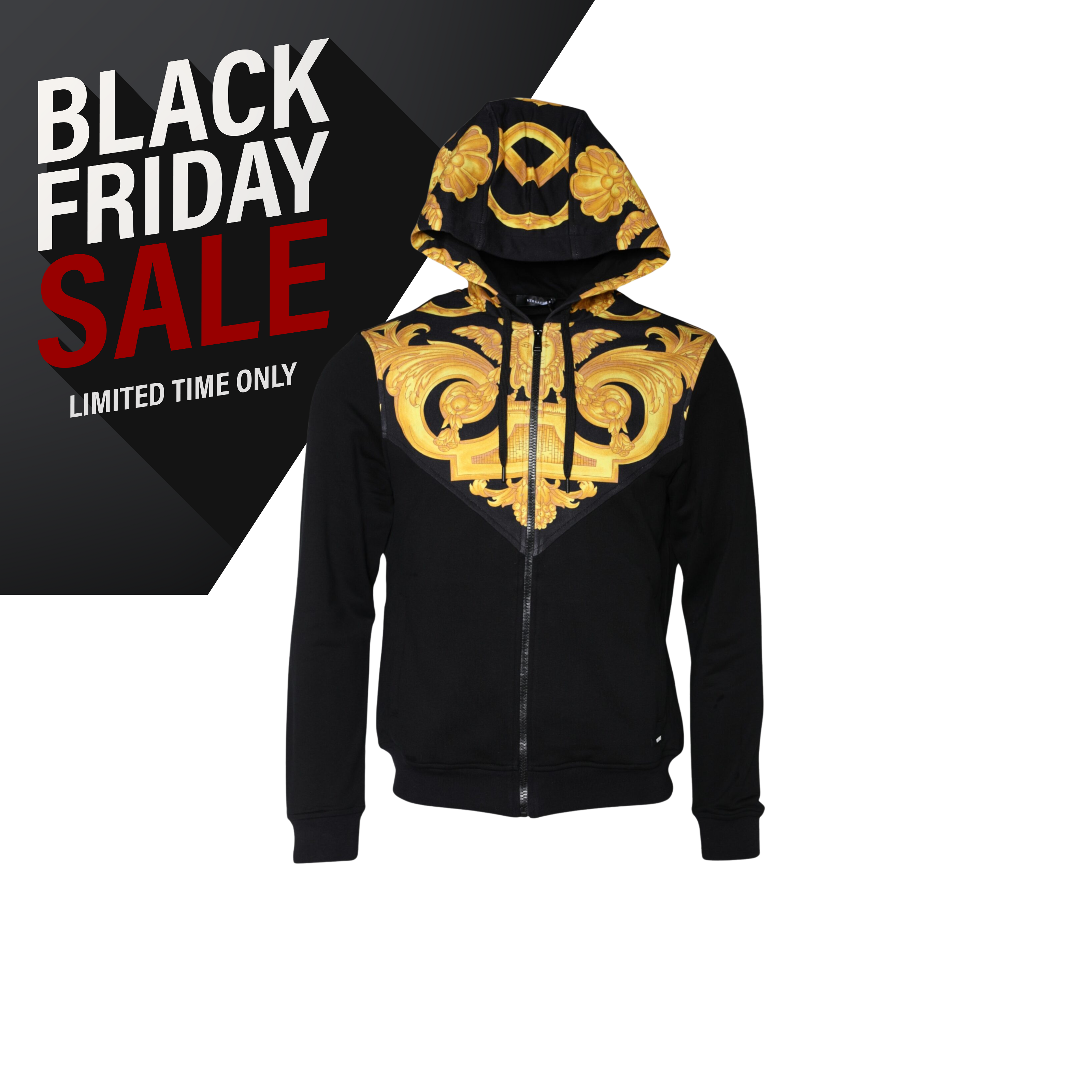 Versace Black Medusa Print Cotton Full Zip HoodieSweatshirt Sweater