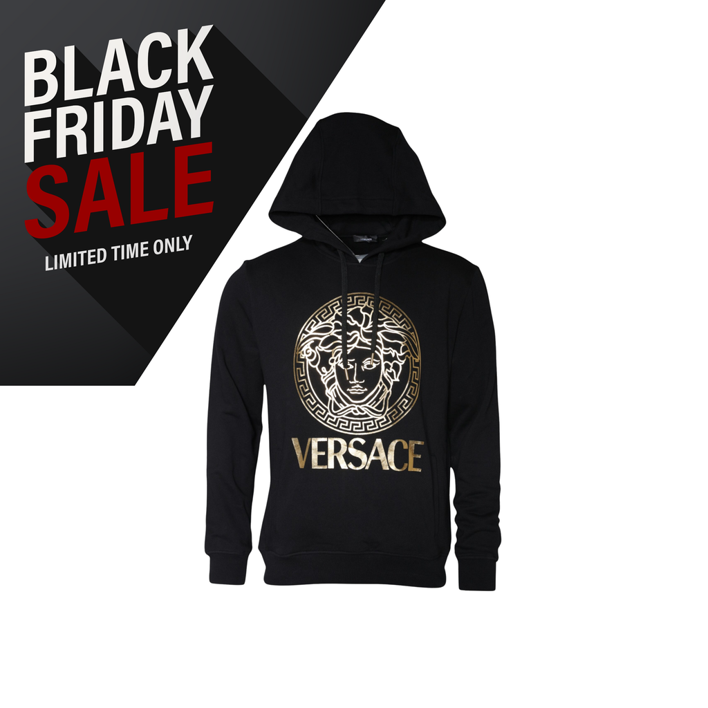 Versace Black Medusa Print Cotton HoodiePullover Sweatshirt Sweater