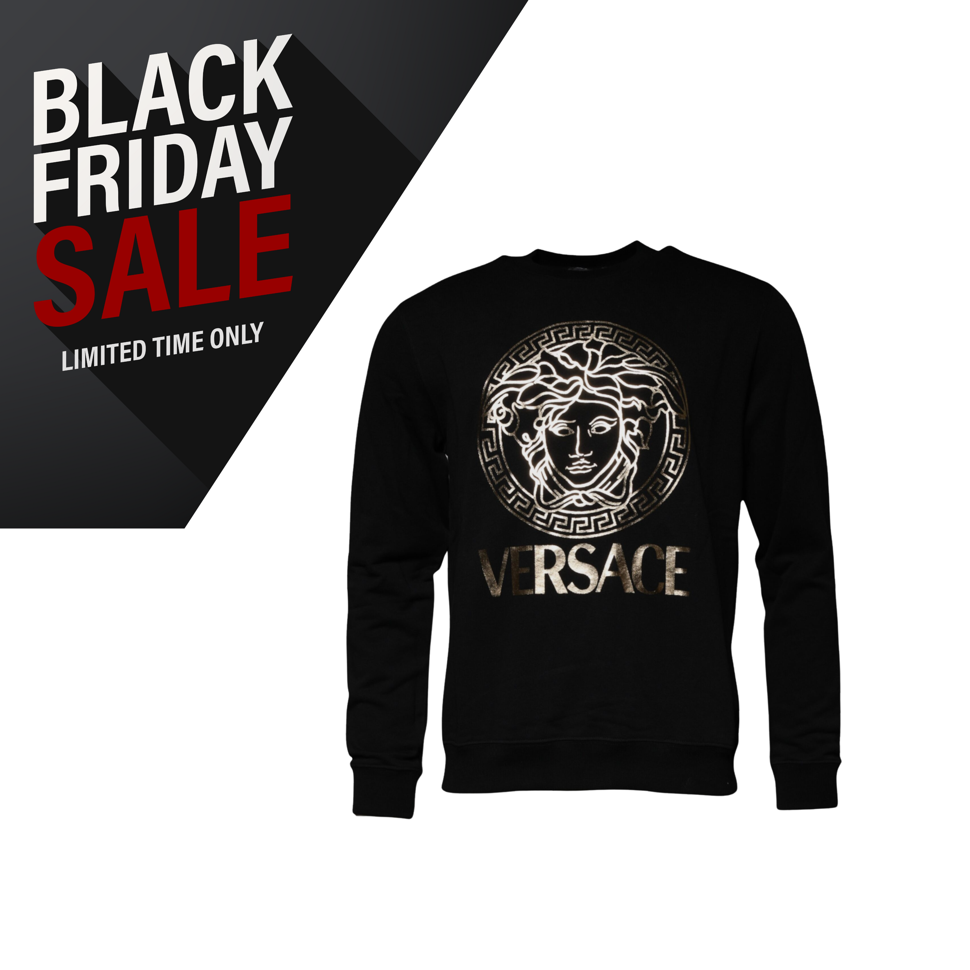 Versace Black Medusa Fleece Men Crew Neck Sweatshirt Sweater