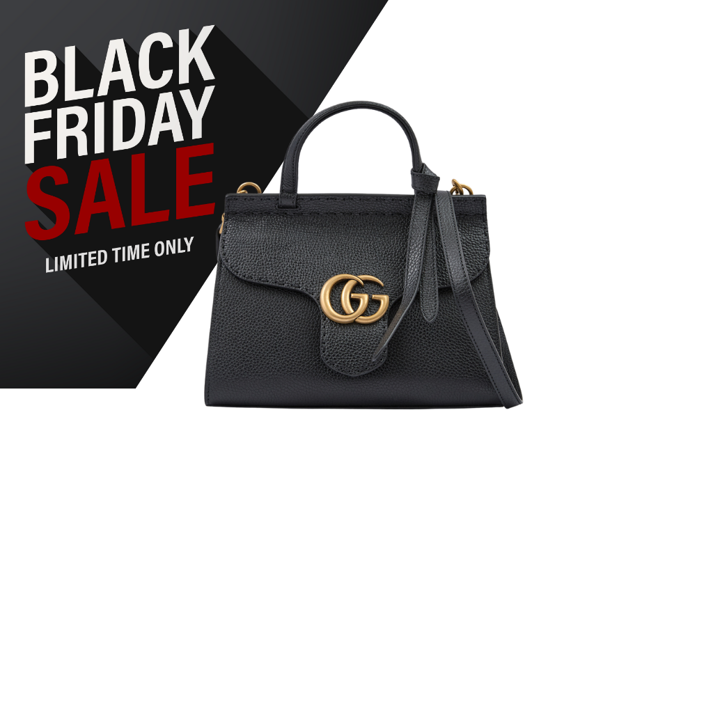 Gucci Black Leather GG Marmont Handbag