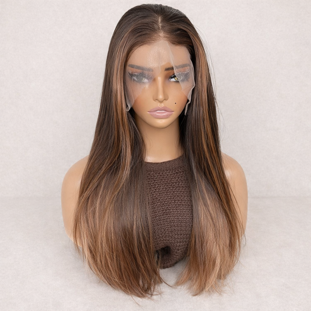 Luxe Lace Front Pruik – Natuurlijk Ombre Bruin