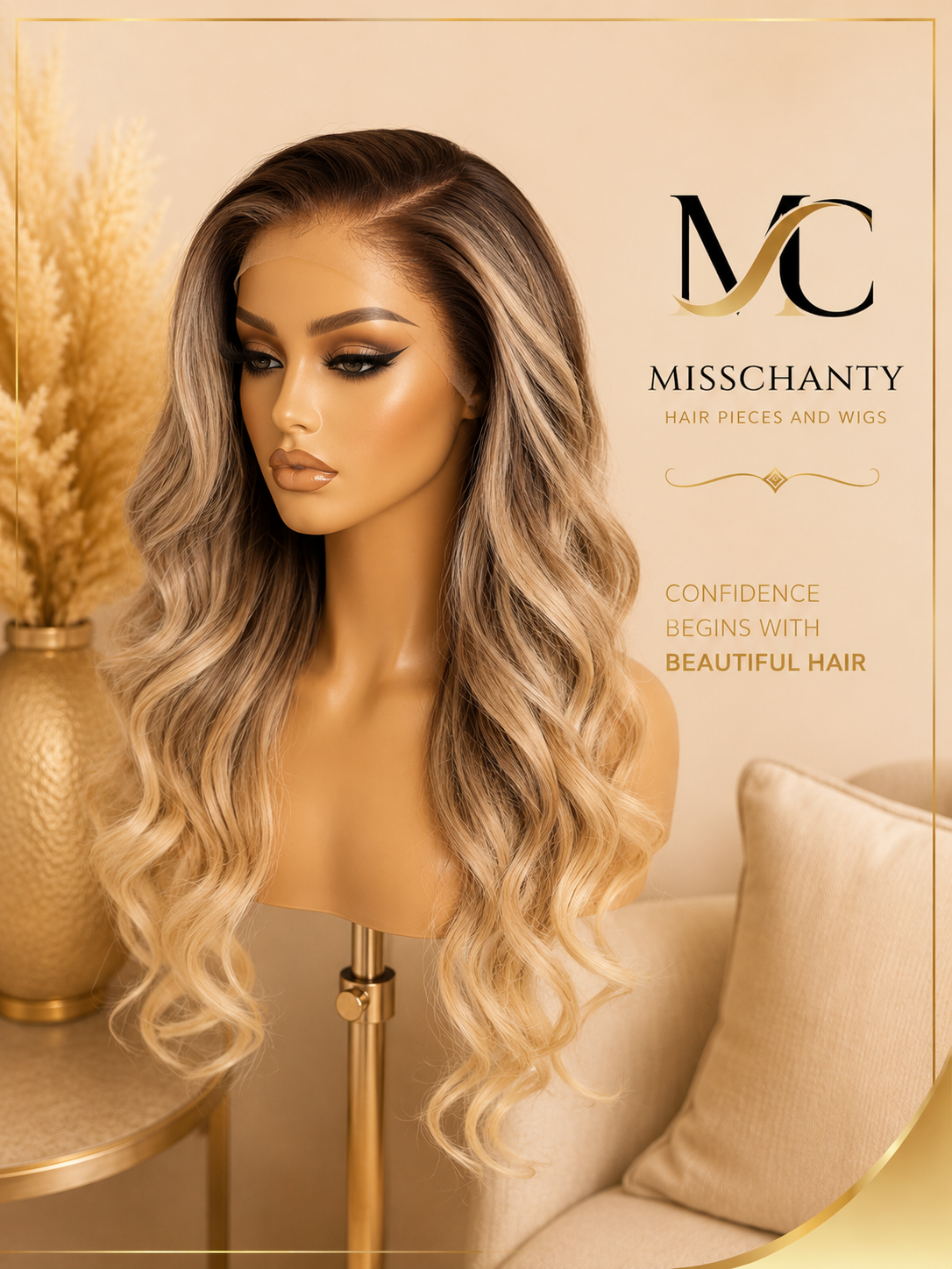 Luxury Balayage Lace Front Wig – Synthetic 26 inch